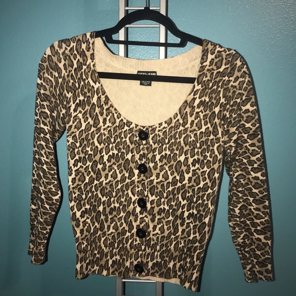 Adorable Guess Animal Print Crop Sweater